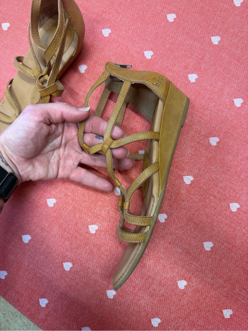 boc Tan Strappy Wedge Sandals